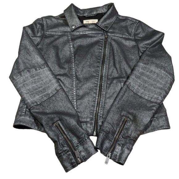 Vince Camuto Two women's‎ metallic moto crop jacket S - Picture 2 of 11